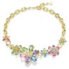 Collier Idyllia, tailles variées, motif floral, multicolore, plaqué or