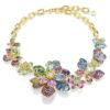 Collier Idyllia : tailles variées, pavé, fleur, multicolore, plaqué or