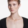 Collier Imber en Y, taille ronde, blanc, plaqué or Collier Imber en Y, taille ronde, blanc, plaqué or