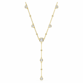 Collier Imber en Y, taille ronde, blanc, plaqué or