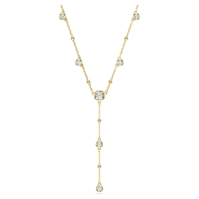 Collier Imber en Y, taille ronde, blanc, plaqué or Collier Imber en Y, taille ronde, blanc, plaqué or