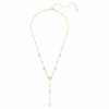 Collier Imber en Y, taille ronde, blanc, plaqué or Collier Imber en Y, taille ronde, blanc, plaqué or