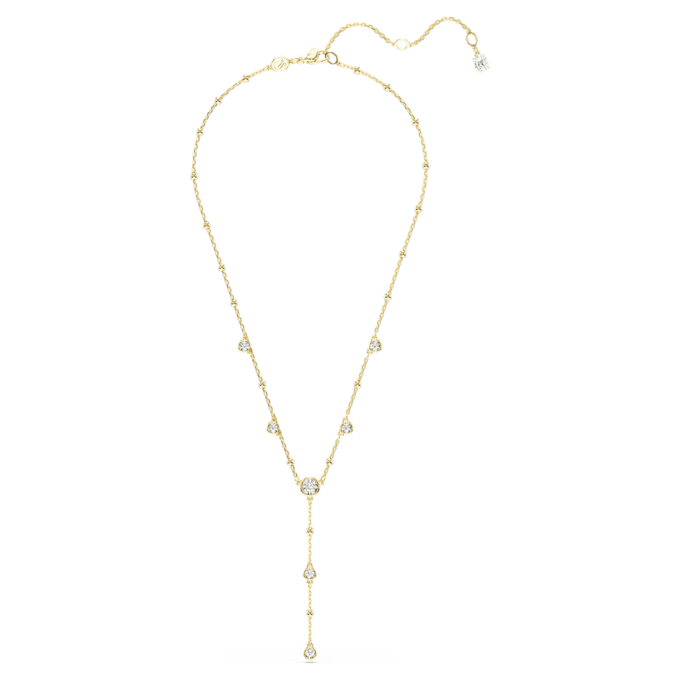 Collier Imber en Y, taille ronde, blanc, plaqué or Collier Imber en Y, taille ronde, blanc, plaqué or