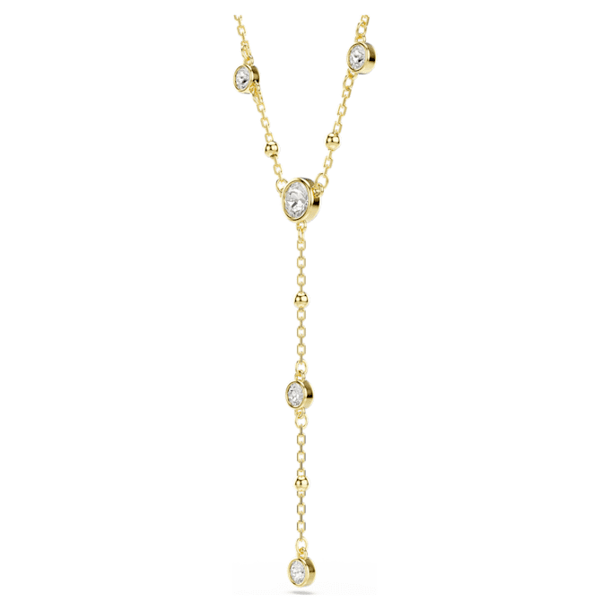 Collier Imber en Y, taille ronde, blanc, plaqué or Collier Imber en Y, taille ronde, blanc, plaqué or