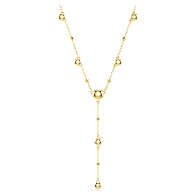 Collier Imber en Y, taille ronde, blanc, plaqué or Collier Imber en Y, taille ronde, blanc, plaqué or