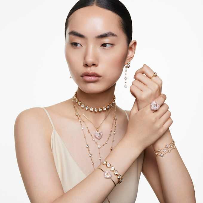 Collier Imber en Y, taille ronde, blanc, plaqué or Collier Imber en Y, taille ronde, blanc, plaqué or