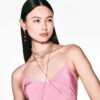 Collier Imber en Y, taille ronde, blanc, plaqué or Collier Imber en Y, taille ronde, blanc, plaqué or