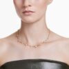 Collier Imber, taille ronde, motif dispersé, blanc, plaqué or
