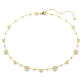 Collier Imber, taille ronde, motif dispersé, blanc, plaqué or