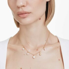 Collier Imber, tailles variées, blanc, plaqué or