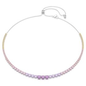 Collier Matrix à dégradé de cristaux ronds, multicolore, plaqué rhodium