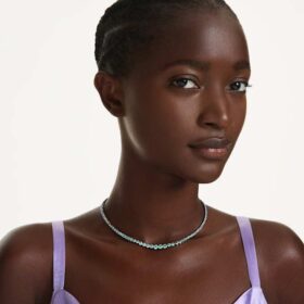 Collier Matrix à dégradé de tailles rondes, multicolore, plaqué ruthénium