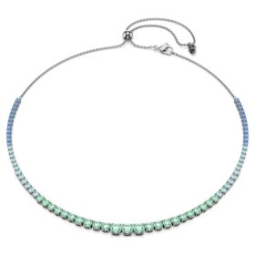 Collier Matrix à dégradé de tailles rondes, multicolore, plaqué ruthénium