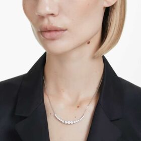 Collier Matrix à dégradé de zircons ronds, blanc, plaqué rhodium