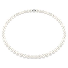 Collier Matrix Perles de cristal, blanc, plaqué rhodium