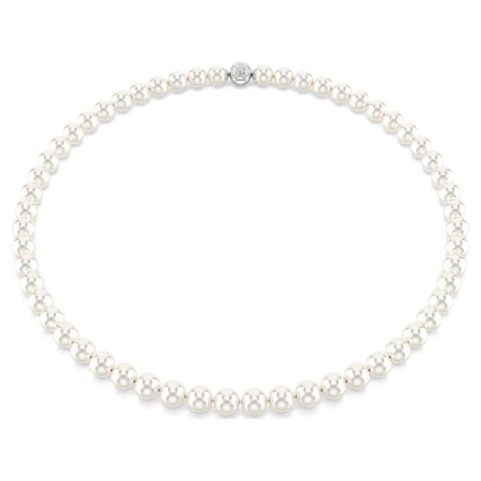 Collier Matrix Perles de cristal, blanc, plaqué rhodium Collier Matrix Perles de cristal, blanc, plaqué rhodium