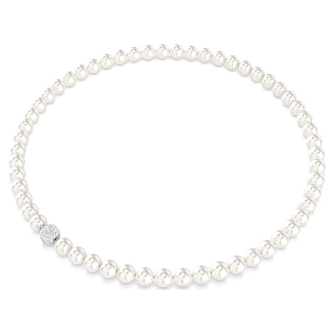 Collier Matrix Perles de cristal, blanc, plaqué rhodium Collier Matrix Perles de cristal, blanc, plaqué rhodium