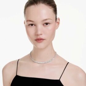 Collier Matrix, taille baguette, blanc, plaqué rhodium Collier Matrix, taille baguette, blanc, plaqué rhodium