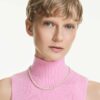 Collier Matrix Tennis Perle de cristal, taille ronde, blanc, plaqué or Collier Matrix Tennis Perle de cristal, taille ronde, blanc, plaqué or