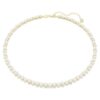 Collier Matrix Tennis Perle de cristal, taille ronde, blanc, plaqué or Collier Matrix Tennis Perle de cristal, taille ronde, blanc, plaqué or