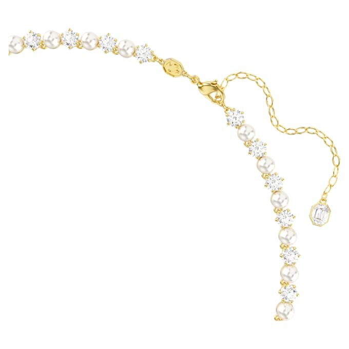 Collier Matrix Tennis Perle de cristal, taille ronde, blanc, plaqué or Collier Matrix Tennis Perle de cristal, taille ronde, blanc, plaqué or