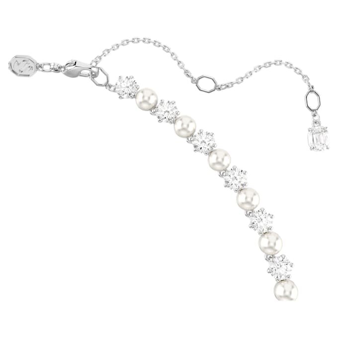 Collier Matrix Tennis Perle de cristal, taille ronde, blanc, plaqué rhodium Collier Matrix Tennis Perle de cristal, taille ronde, blanc, plaqué rhodium