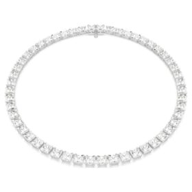 Collier Matrix Tennis, taille carrée, blanc, plaqué rhodium Collier Matrix Tennis, taille carrée, blanc, plaqué rhodium