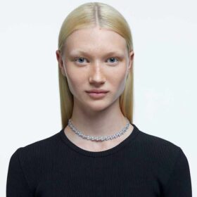 Collier Matrix Tennis, taille poire, blanc, plaqué rhodium Collier Matrix Tennis, taille poire, blanc, plaqué rhodium