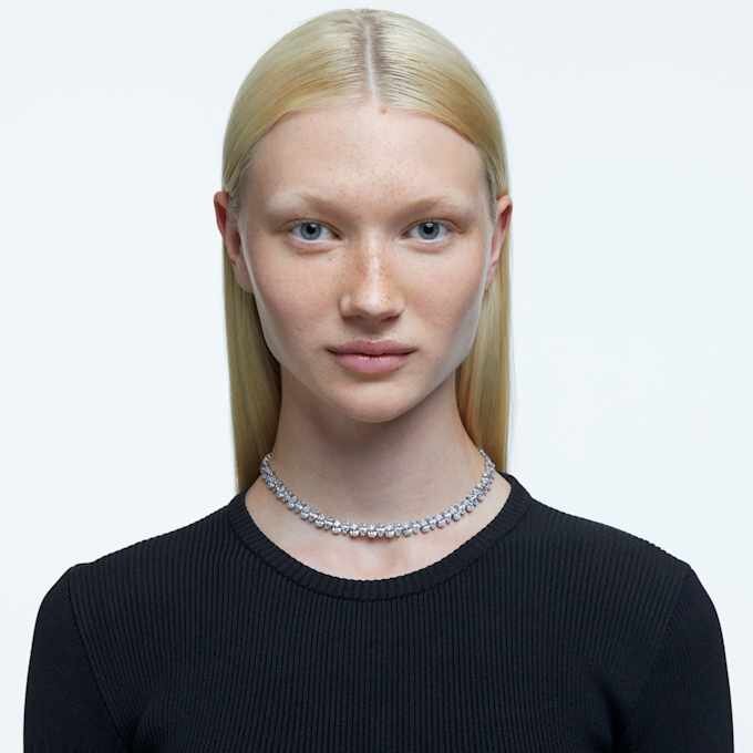 Collier Matrix Tennis, taille poire, blanc, plaqué rhodium Collier Matrix Tennis, taille poire, blanc, plaqué rhodium