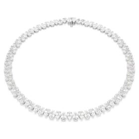 Collier Matrix Tennis, taille poire, blanc, plaqué rhodium Collier Matrix Tennis, taille poire, blanc, plaqué rhodium