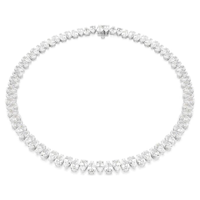 Collier Matrix Tennis, taille poire, blanc, plaqué rhodium Collier Matrix Tennis, taille poire, blanc, plaqué rhodium