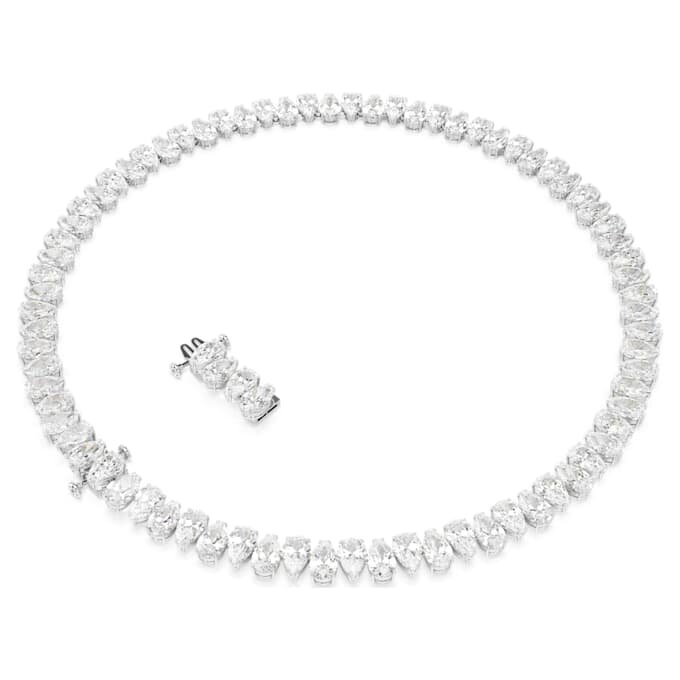 Collier Matrix Tennis, taille poire, blanc, plaqué rhodium Collier Matrix Tennis, taille poire, blanc, plaqué rhodium