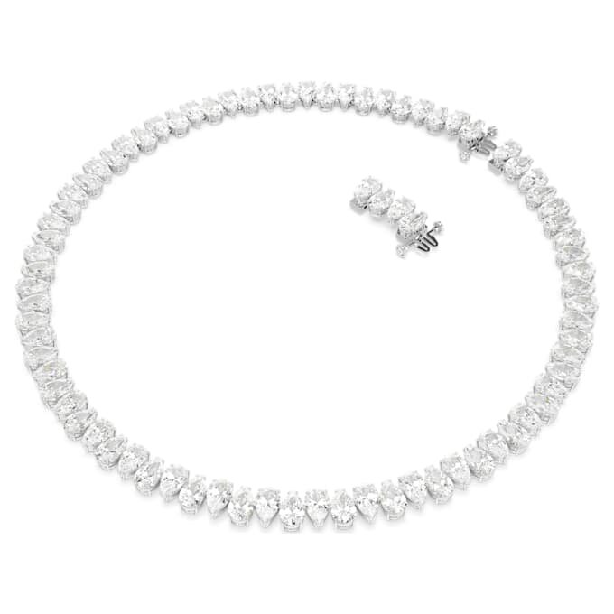 Collier Matrix Tennis, taille poire, blanc, plaqué rhodium Collier Matrix Tennis, taille poire, blanc, plaqué rhodium