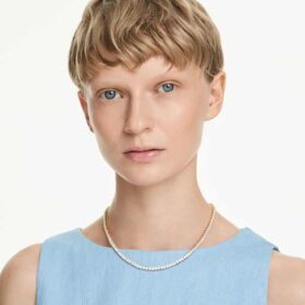 Collier Matrix Tennis, taille ronde, blanc, plaqué or Collier Matrix Tennis, taille ronde, blanc, plaqué or