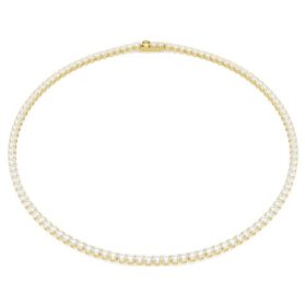 Collier Matrix Tennis, taille ronde, blanc, plaqué or Collier Matrix Tennis, taille ronde, blanc, plaqué or