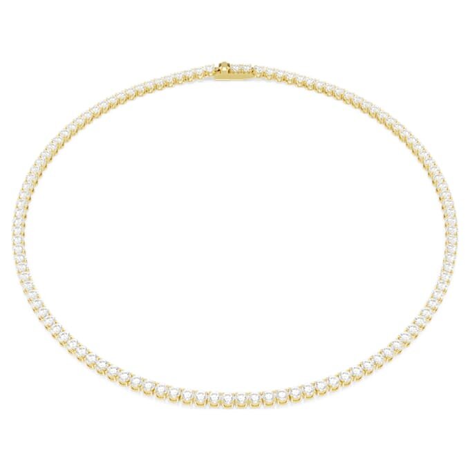 Collier Matrix Tennis, taille ronde, blanc, plaqué or Collier Matrix Tennis, taille ronde, blanc, plaqué or