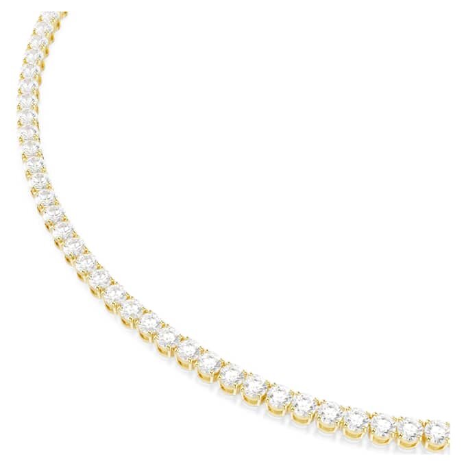 Collier Matrix Tennis, taille ronde, blanc, plaqué or Collier Matrix Tennis, taille ronde, blanc, plaqué or