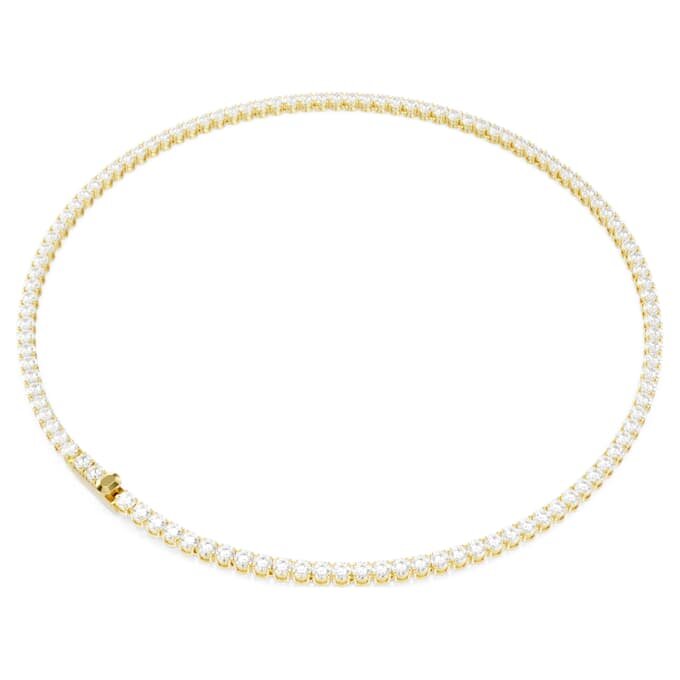 Collier Matrix Tennis, taille ronde, blanc, plaqué or Collier Matrix Tennis, taille ronde, blanc, plaqué or