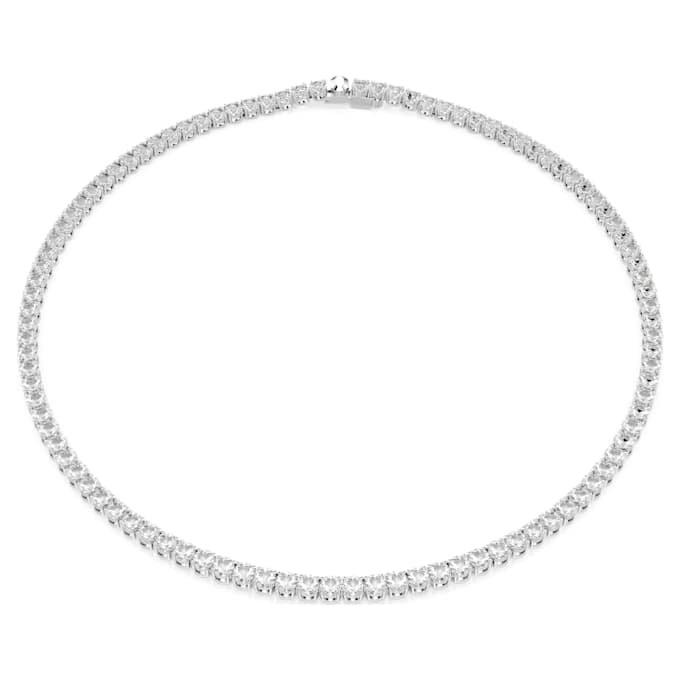 Collier Matrix Tennis, taille ronde, blanc, plaqué rhodium Collier Matrix Tennis, taille ronde, blanc, plaqué rhodium