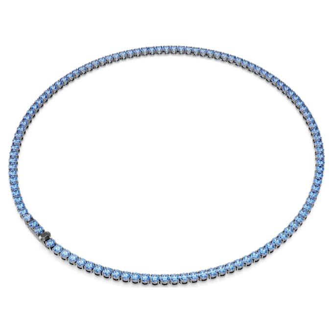 Collier Matrix Tennis, taille ronde, bleu, plaqué ruthénium Collier Matrix Tennis, taille ronde, bleu, plaqué ruthénium