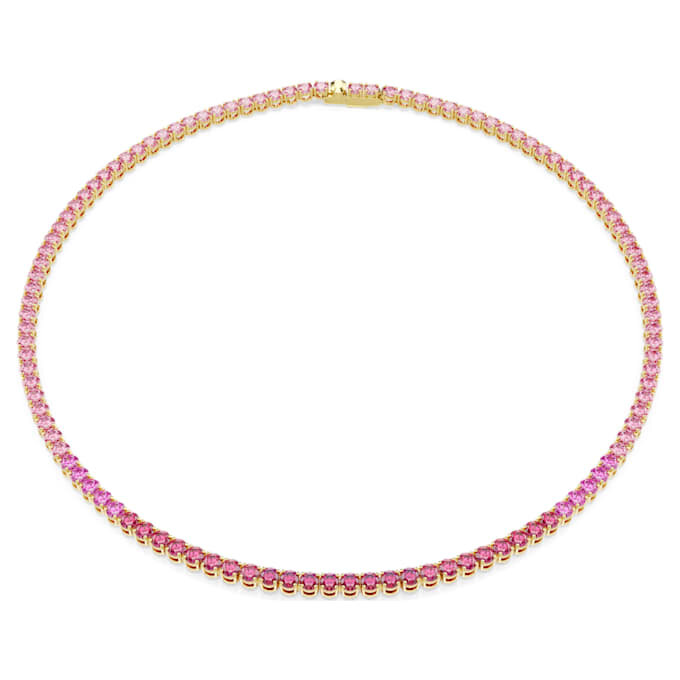 Collier Matrix Tennis, taille ronde, rose, plaqué or Collier Matrix Tennis, taille ronde, rose, plaqué or