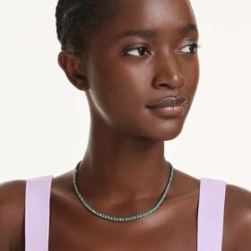 Collier Matrix Tennis, taille ronde, vert, plaqué ruthénium Collier Matrix Tennis, taille ronde, vert, plaqué ruthénium