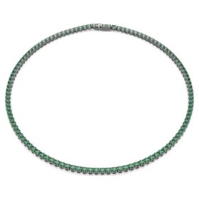 Collier Matrix Tennis, taille ronde, vert, plaqué ruthénium Collier Matrix Tennis, taille ronde, vert, plaqué ruthénium