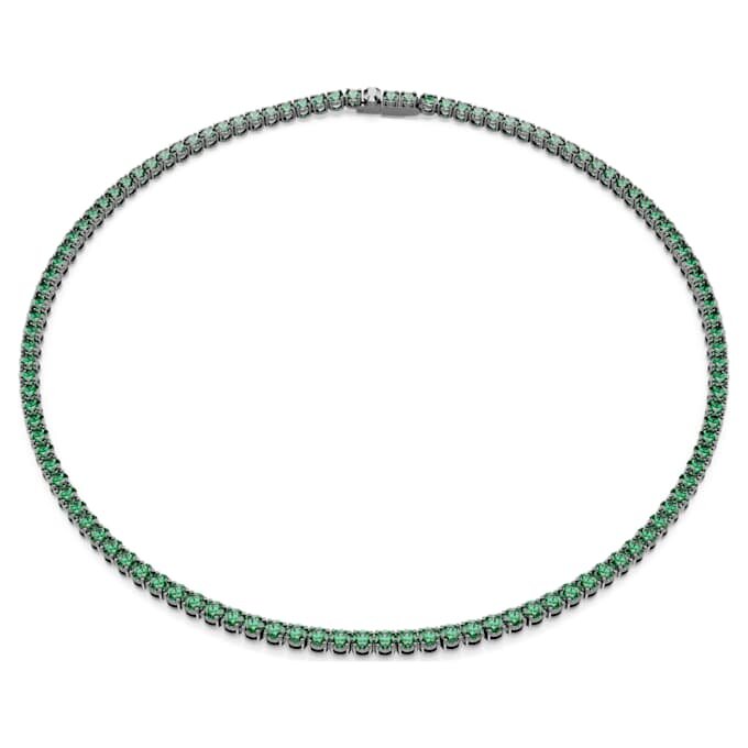 Collier Matrix Tennis, taille ronde, vert, plaqué ruthénium Collier Matrix Tennis, taille ronde, vert, plaqué ruthénium