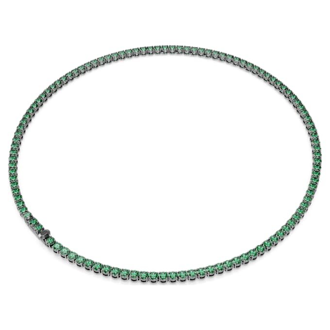 Collier Matrix Tennis, taille ronde, vert, plaqué ruthénium Collier Matrix Tennis, taille ronde, vert, plaqué ruthénium