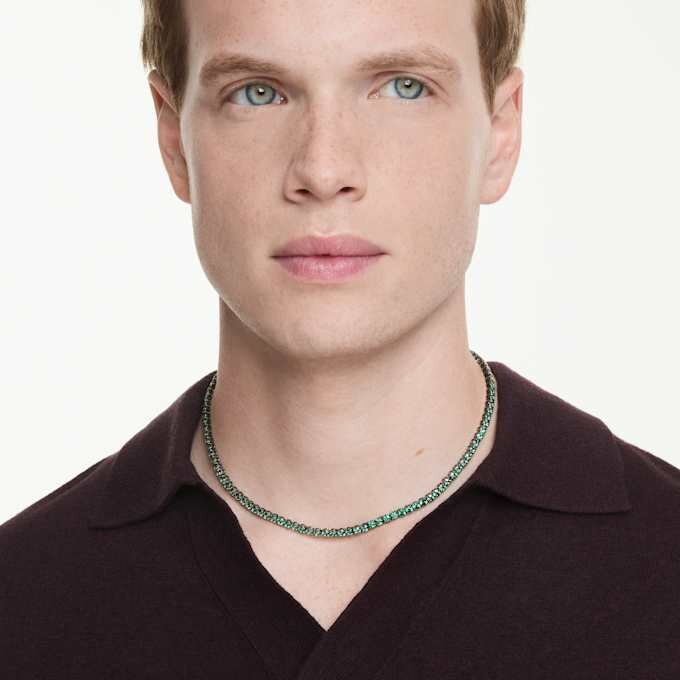 Collier Matrix Tennis, taille ronde, vert, plaqué ruthénium Collier Matrix Tennis, taille ronde, vert, plaqué ruthénium