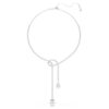 Collier Matrix Y Perle de cristal, taille ronde, blanche, plaqué rhodium Collier Matrix Y Perle de cristal, taille ronde, blanche, plaqué rhodium