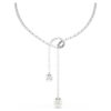 Collier Matrix Y Perle de cristal, taille ronde, blanche, plaqué rhodium Collier Matrix Y Perle de cristal, taille ronde, blanche, plaqué rhodium