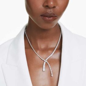 Collier Matrix Y, tailles variées, blanc, plaqué rhodium Collier Matrix Y, tailles variées, blanc, plaqué rhodium