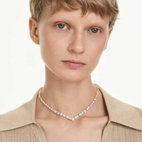 Collier Mesmera, tailles variées, blanc, plaqué or Collier Mesmera, tailles variées, blanc, plaqué or